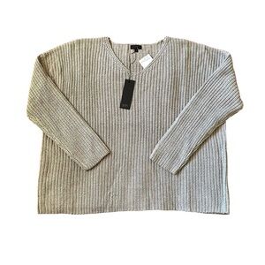 Sen “Moritz” gray chunky knit v-neck relaxed boxy fit pullover sweater